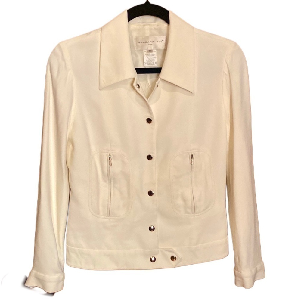 Barbara Bui Cream Trench Snap Front Jacket Size Euro 38 Xsmall